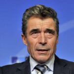 Nato Secretary General Anders Fogh Rasmussen gestures during his monthly press conference at the Residence Palace in Brussels. AFP Photo